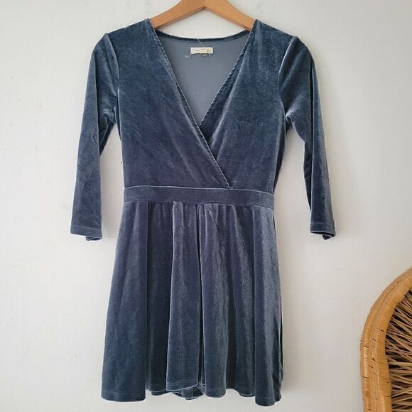 Silence and Noise Velour Romper Gray Blue S - Picture 1 of 7